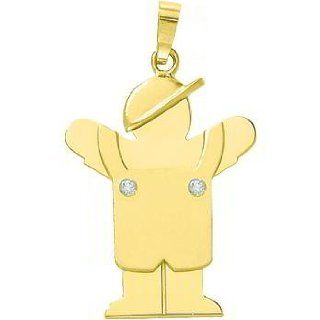 14K Gold The Kids Diamond Boy Charm Pendant Jewelry Clasp Style Charms Jewelry