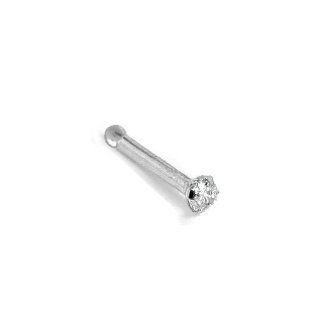 1.5mm / .015ct Diamond  950 Platinum Nose Ring Bone / Stud  18 Gauge FreshTrends Jewelry