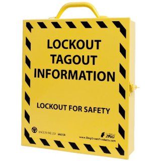 ZING RecycLockout Portable Lockout Document Case, Recycled Stainless Steel, Black on Yellow Industrial Lockout Tagout Devices