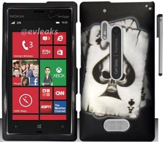 Black Ace of Spades Skull Hard Cover Case with ApexGears Stylus Pen for Nokia Lumia 928 by ApexGears Cell Phones & Accessories
