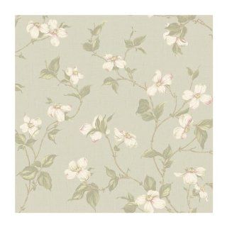 York Wallcoverings LP9893 Royal Cottage Dogwood Wallpaper, Soft Green Sage/White/Pink    