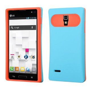 Fits LG P769 Optimus L9 Hard Plastic Snap on Cover Rubberized Baby Blue Orange Specialty Back T Mobile Cell Phones & Accessories