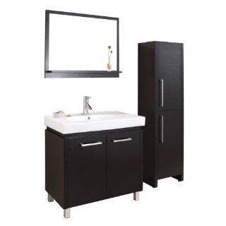 Virtu USA ES 1432 C ES Harmen 32 Inch Single Sink Bathroom Vanity Set with White Ceramic Countertop, Espresso Finish    