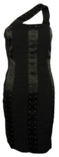 Pleat Studded One Shoulder Dress (10, Black)