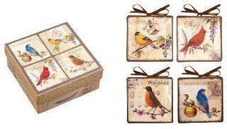 Mini Decorative Songbird Plates by Artist Lynam Sandy Clough   One Set of 4 Kitchen & Dining