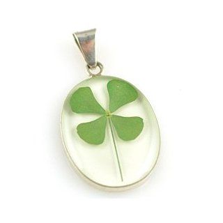 Four Leaf Clover Large Oval Pendant Jewelry