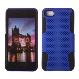 FINCIBO (TM) APEX Mesh Hybrid Hard Case Gel Cover For BlackBerry Z10 AT&T, Black Blue Cell Phones & Accessories