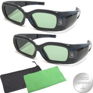 2 pieces of 3D DLP Link Glasses from Vidimensio for all 3D DLP Projectors and for all Samsung or Mitsubishi 3D DLP HDTVs . Super bright. Powered by replaceable CR2032 coin battery. Extra long life Electronics