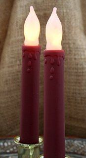 Battery Operated 6 In 700 Hour LED Taper Burgandy Set 2   Taper Candles