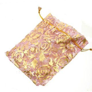 ILOVEDIY 100pcs in Bulk Pink Organza Small Drawstring Pouches Gift Bags 10x12cm Jewelry