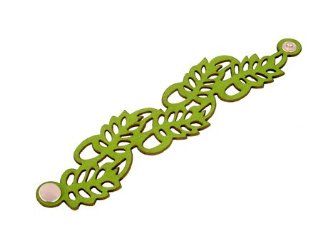 Green Leaf Pattern Laser Cut Leather Bracelet Erica Zap Jewelry