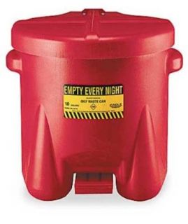 Eagle 933 FL Oily Waste Polyethylene Safety Can with Foot Lever, 6 Gallon Capacity, Red
