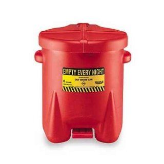 Eagle 937 FL Oily Waste Polyethylene Safety Can with Foot Lever, 14 Gallon Capacity, Red