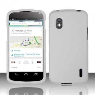 For LG Nexus 4 E960 (T Mobile) Rubberized Cover Case   White Cell Phones & Accessories