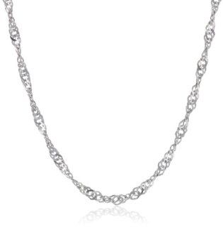 Duragold 14k White Gold Solid Singapore Chain Necklace (2mm ), 18" Jewelry