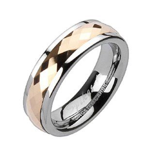 Size 5  Spikes Womens Tungsten Carbide Rose Gold IP Spinner Ring Jewelry