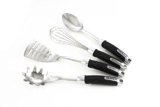 Zeroll Ussentials Slotted Turner, Serving Spoon, Whisk and Spaghetti Server, Black, 4 Piece Kitchen & Dining