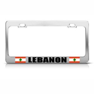 Lebanese Flag Lebanon Country Metal License Plate Frame Tag Holder Automotive