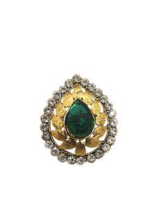 Green Stone Ring Adjustable Gold Tone Kundan Jodha Akbar Jewelry Tarini Jewels Jewelry