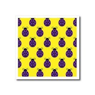 3dRose ht_124445_3 Purple on Yellow Lady Bugs All in a Row Iron on Heat Transfer for White Material, 10 by 10 Inch