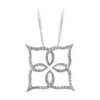 14K White Gold 1/4 ct. Diamond ''Interlocking Hearts'' Pendant with Chain Jewelry