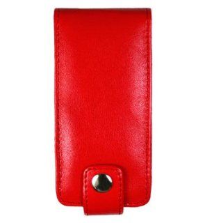 PCMICROSTORE Brand Microsoft Zune 4gb 8gb Premium Leather Flip Case with Rotating Belt Clip   Bundle with LCD Screen Shield Protector   5 Color Choices, RED Electronics