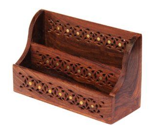 Fathers Day Gift Beautifully Hand Carved Decorative Wooden Desk Letter Rack Holder Home Decor  Office Desk Trays 