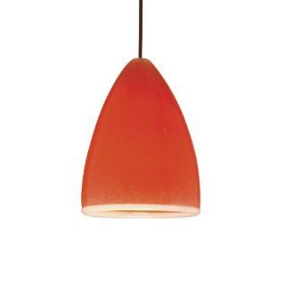 WAC Lighting MP 968 OR/BN Mojo 1 Light 12V MonoPoint Pendant with Orange Art Glass Shade, Brushed Nickel Finish   Ceiling Pendant Fixtures  