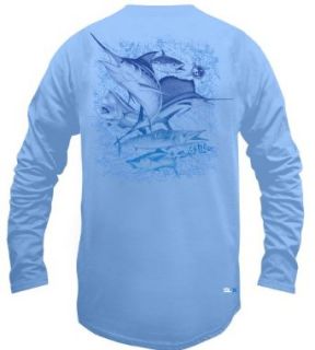 Salt Life Deep Sea Fade SLX Long Sleeve T Shirt Light blue Md Clothing
