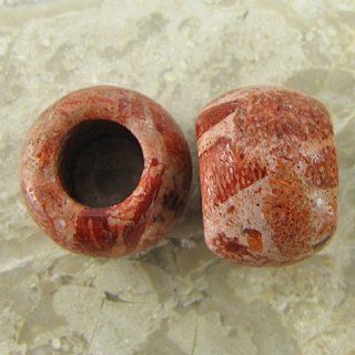 15mm red sponge coral beads 2 pcs