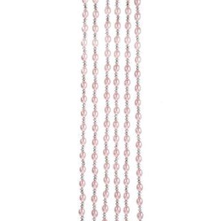 9' Victorian Matte Pearl Pink and Silver Beaded Christmas Garland  