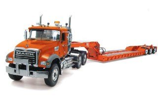 Mack Granite with Tri Axle Lowboy Trailer D.O.T. Orange 1/34 by First Gear 10 3956 Toys & Games