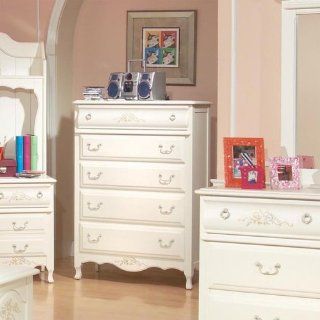 Summerset Antique Style 5 Drawer Chest in White Finish   Storage Chests