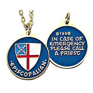 972 Episcopal Shield 1" Gold Plated Episcopalian Medallion Necklace 