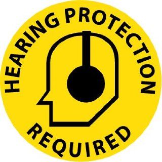 Floor Sign, Walk On, Hearing Protection Required, 17" Dia Industrial Warning Signs
