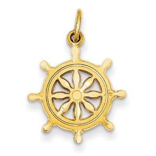 14k Ships Wheel Charm, Best Quality Free Gift Box Satisfaction Guaranteed Pendant Necklaces Jewelry