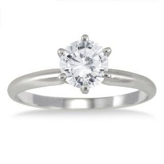 1 Carat Diamond Solitaire Ring in 14K White Gold SZUL Jewelry