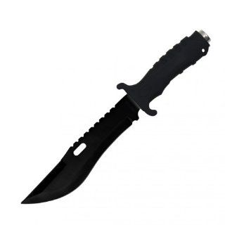 13" Black Blade Rubber Handle Wartech Survival Hunting Knife w/ Window Glass Breaker Saw Ripper Sheath  Hunting Fixed Blade Knives  Sports & Outdoors