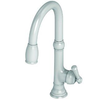 Newport Brass 2470 5103/50 Jacobean Kitchen Faucet with Metal Lever Handle and Pull down Spray, White   Touch On Kitchen Sink Faucets  