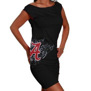 Alabama Crimson Tide Ladies Black Raw Edge Jersey Dress (X Large)  Sports Related Collectibles  Sports & Outdoors