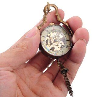 Watch Steampunk Glass Ball Transparent Skeleton Mechanical Pocket Watch Chain New Watches