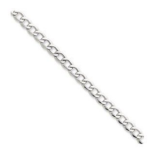 14k Gold White Gold 5.25mm Semi Solid Curb Link Chain 8 Inches Link Bracelets Jewelry