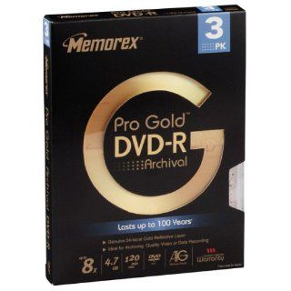 Memorex 4.7 GB Pro Gold Archival DVD R (3 Pack) Electronics