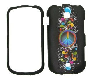 Rainbow Wave Peace Sign Rubberized Snap on Hard Protector Cover Case for Samsung Galaxy Stellar i200 I200 Cell Phones & Accessories
