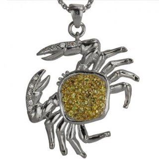 Crab Diamond And Sapphire Necklace With 0.70cts Yellow Sapphires And Diamonds In PLATINUM Diamond Pendant Da'Carli Jewelry