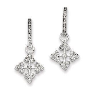 Sterling Silver Dangle Diamond Post Earrings Jewelry