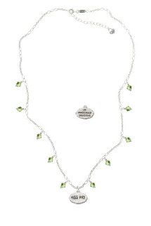 Kiss Me & "I'm Magically Delicious" Oval on a Peridot Crystal Waterfall Necklace Pendant Necklaces Jewelry