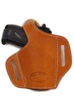 Barsony Saddle Tan Leather Pancake Gun Holster for Mini Pocket 22 25 380  Hunting Gun Holders  Sports & Outdoors