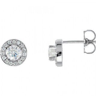 Diamond Earrings in White Gold   14kt   Post with Back   Round   Enticing Jewelry