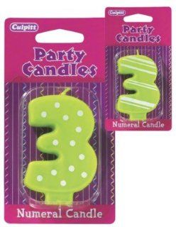 Numeral 3 Green Dots ~ Candles  Birthday Candles  